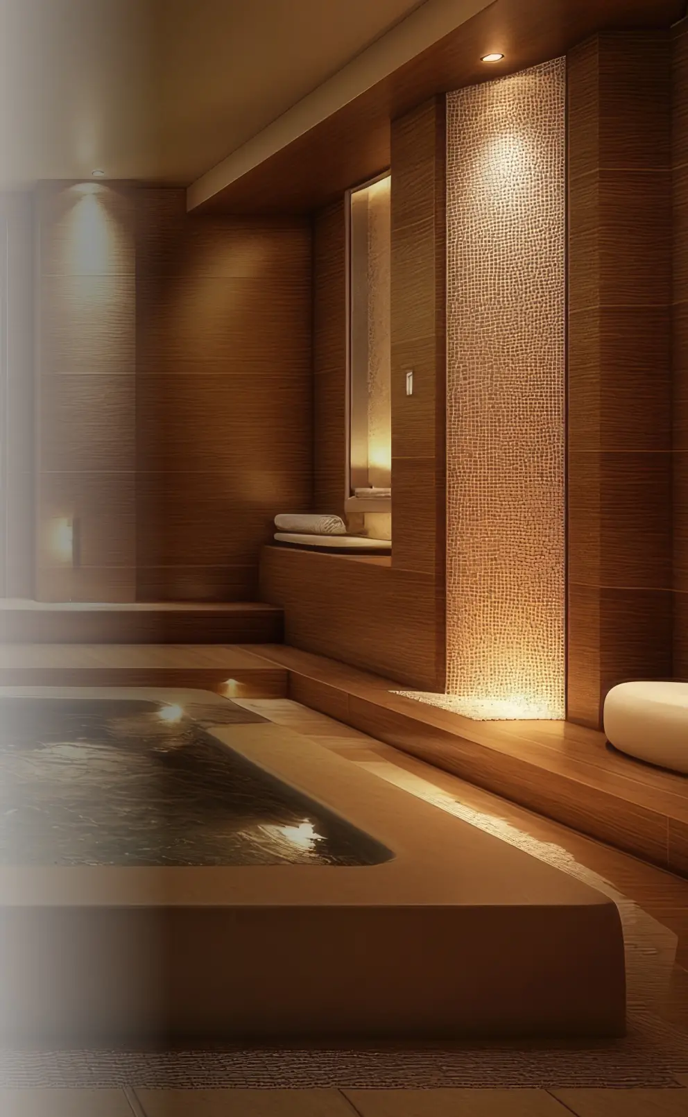 Luxury spa interior with warm lighting